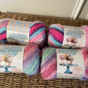 Lion Brand Yarn 4 New Ice Cream Rolls
